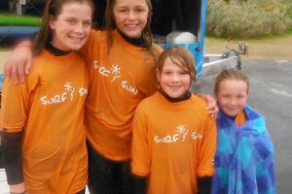 happy kids for surf lessons Adelaide